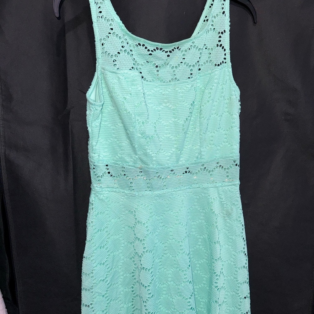 bebe Aqua Lace Midi Dress